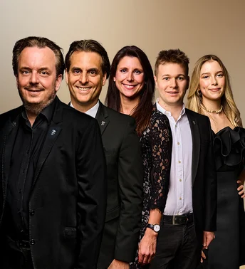 Die achte Generation der Familie Mack: Michael, Thomas, Ann-Kathrin, Frederik und Alexia Mack.