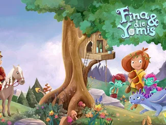 Buntes Buchcover der Kinderbuchreihe Fina & die Yomis.