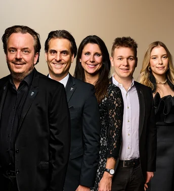 The eighth generation of the Mack family: Michael, Thomas, Ann-Kathrin, Frederik and Alexia Mack.