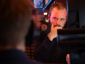 Michael Mack bei einer Podcastaufzeichnung im Studio 78 im Europa-Park. 