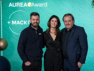 Mate Rimac, Miriam Mack und Michael Mack beim AUREA Award 2024. 