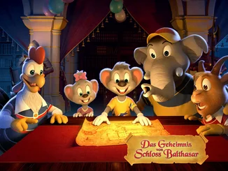 Filmplakat des 4D-Films "Das Geheimnis von Schloss Balthasar" im Europa-Park.