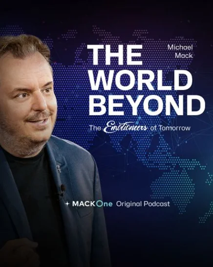 Keyvisual des Podcasts "The World Beyond – Michael Mack and his Emotioneers of Tomorrow".