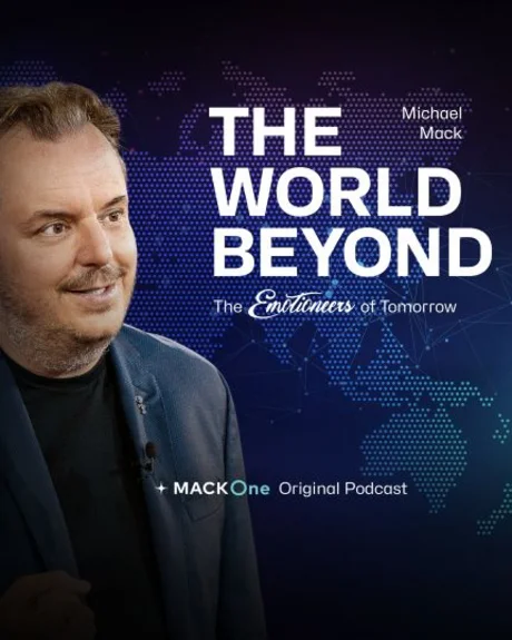 Keyvisual des Podcasts "The World Beyond – Michael Mack and his Emotioneers of Tomorrow".