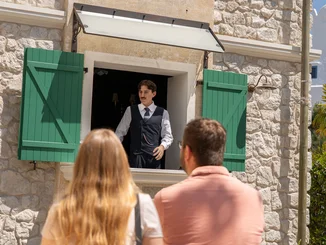 Animatronic von Nikola Tesla im Europa-Park, Themenbereich Kroatien.